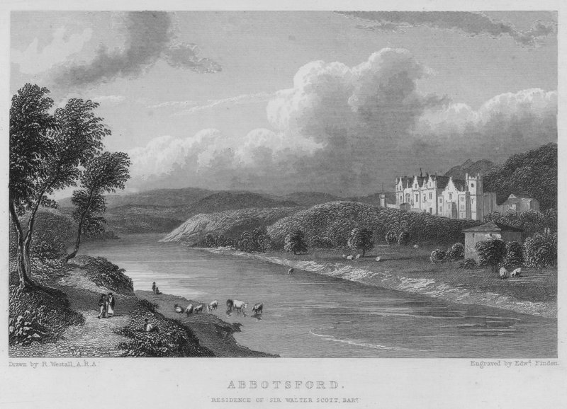 Abbotsford, rezidence sira Waltera Scotta, Baronet (rytina) od William (after) Westall