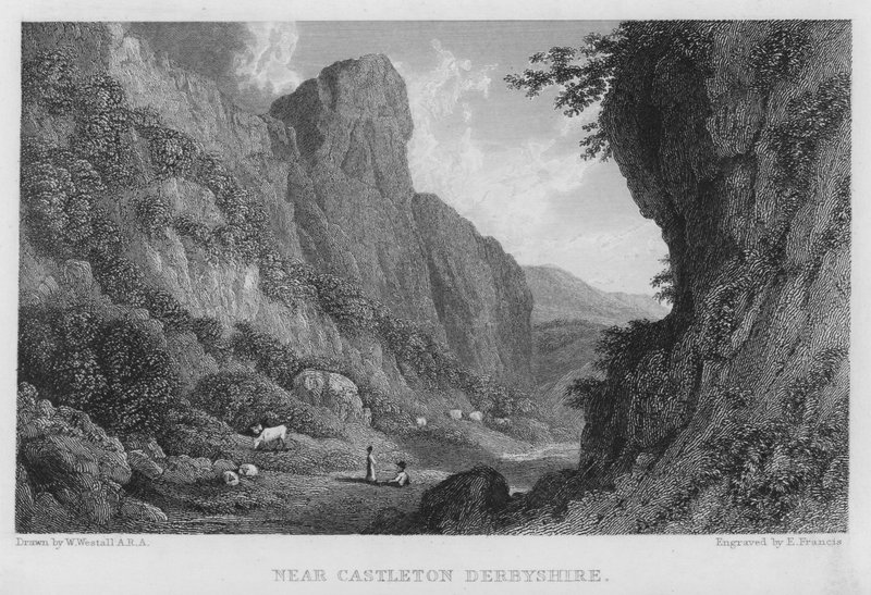 Poblíž Castleton, Derbyshire (rytina) od William (after) Westall
