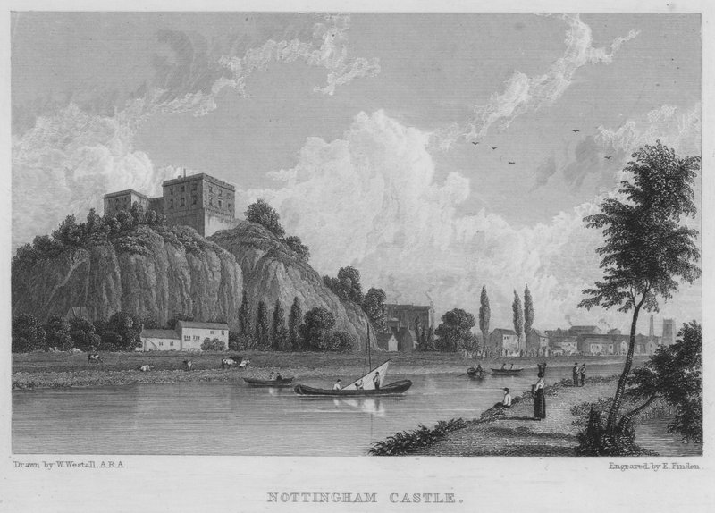 Nottinghamský hrad (rytina) od William (after) Westall
