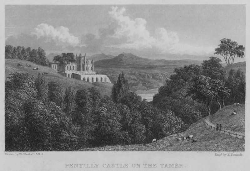 Pentillie Castle on the Tamer (rytina) od William (after) Westall