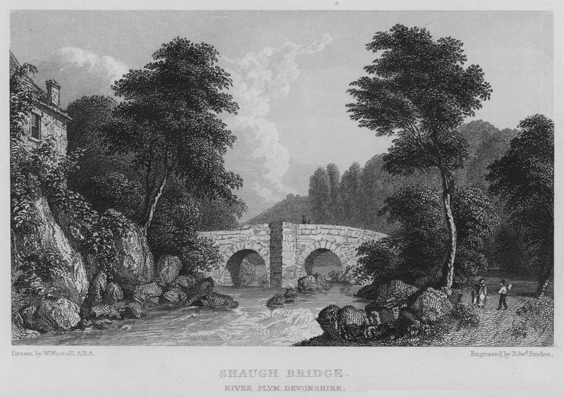 Shaugh Bridge, River Plym, Devonshire (rytina) od William (after) Westall