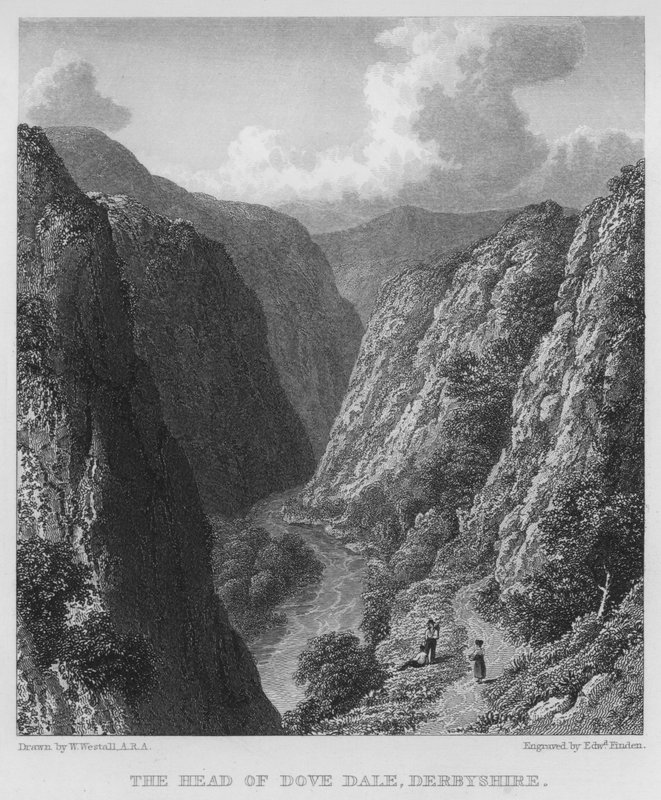 Hlava Dove Dale, Derbyshire (rytina) od William (after) Westall