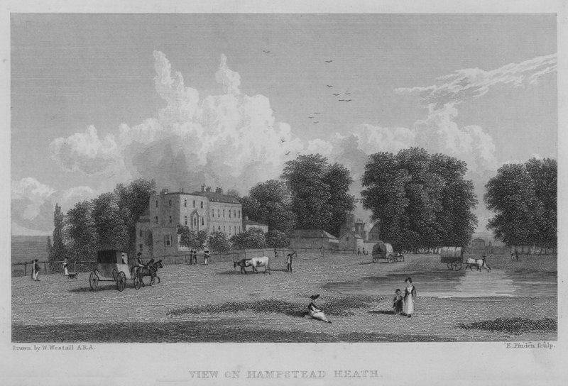 Pohled na Hampstead Heath (rytina) od William (after) Westall
