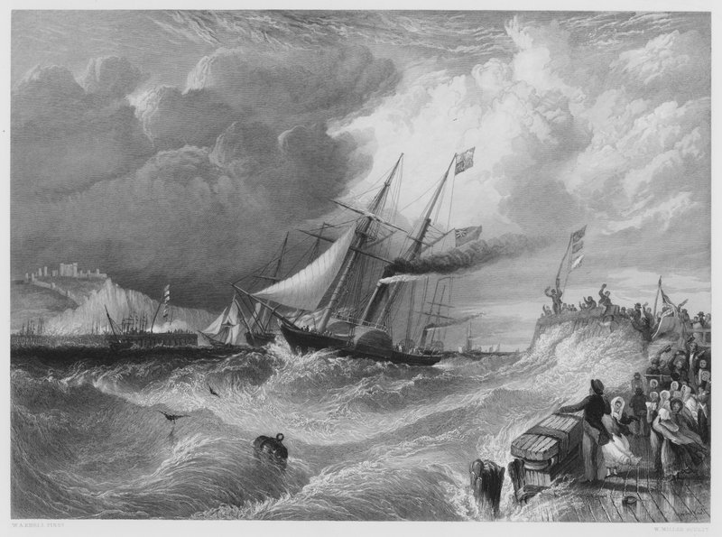 Dover, Přistání prince Alberta, z obrázku v královské sbírce (rytina) od William Adolphus Knell