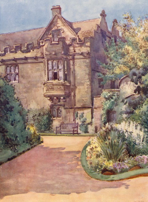 Okno v arkýři koleje sv. Jana (barevná litografie) od William Ainsworth Wildman