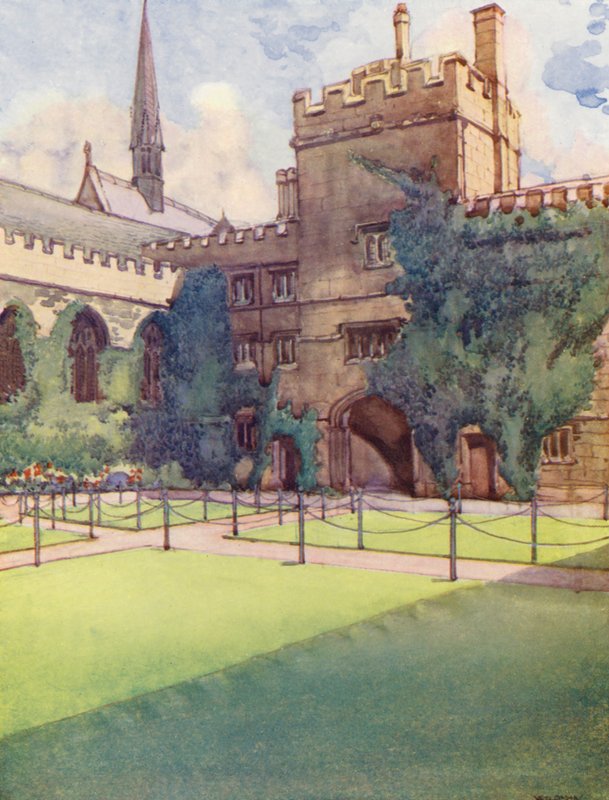 Čtverec před Jesus College (barevná litografie) od William Ainsworth Wildman