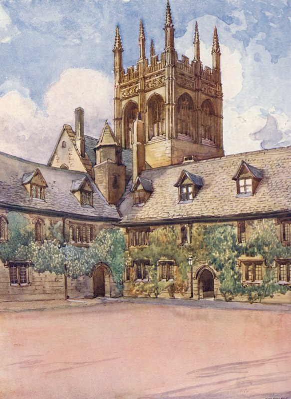 "Mob quad", Merton College (barevná litografie) od William Ainsworth Wildman