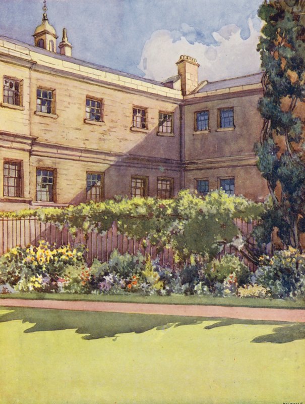 Trinity College ze zahrady (barevná litografie) od William Ainsworth Wildman