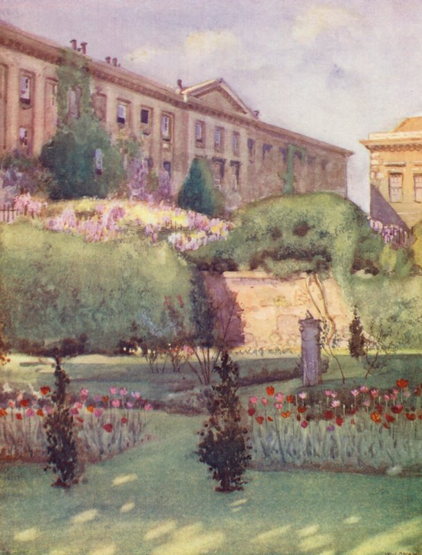 Worcester College ze zahrady rektora (barevná litografie) od William Ainsworth Wildman