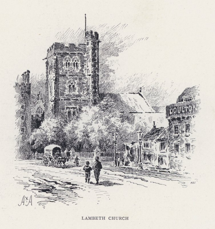 Lambeth Church (rytina) od William Alexander Ansted