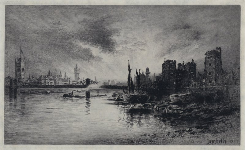 Lambethský palác (lept) od William Alexander Ansted
