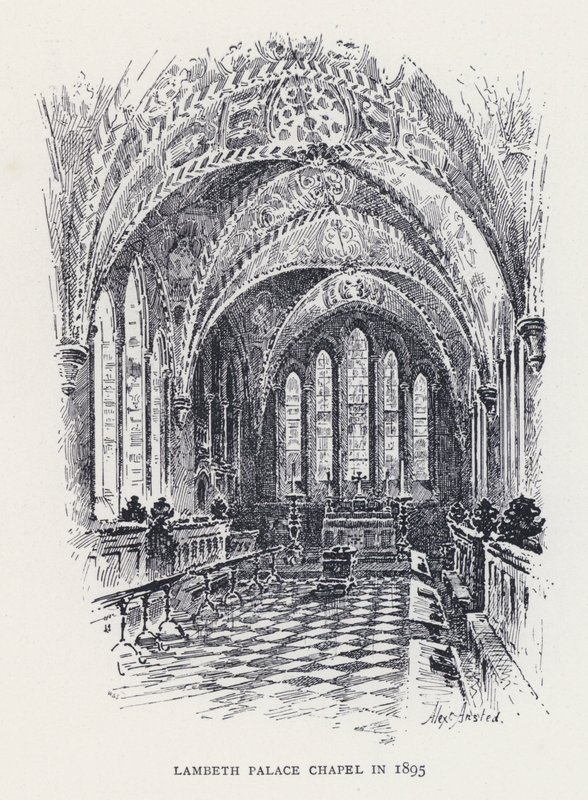 Lambeth Palace Chapel v roce 1895 (rytina) od William Alexander Ansted
