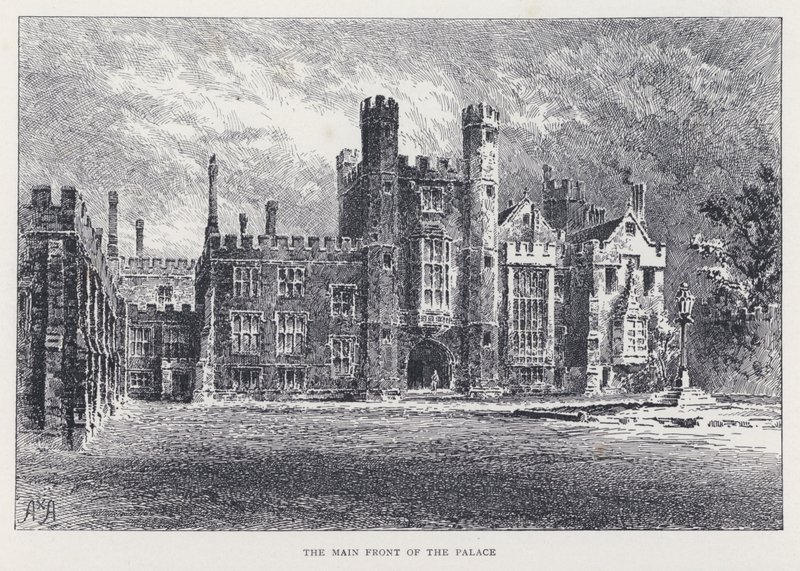Hlavní průčelí paláce (rytina) od William Alexander Ansted