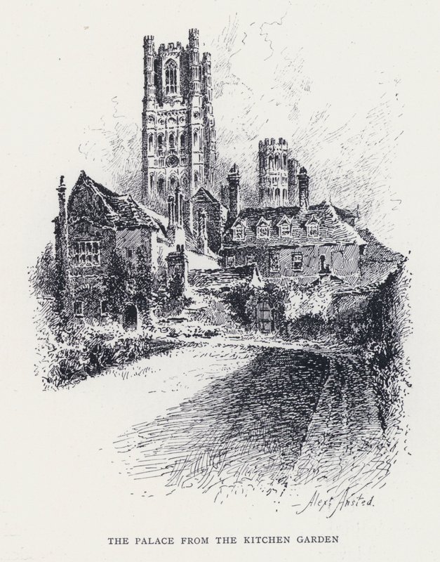Palác z kuchyňské zahrady (rytina) od William Alexander Ansted