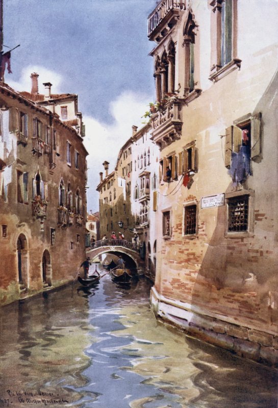 Rio del Olio, Benátky, Itálie (barva litho) od William Alister Macdonald
