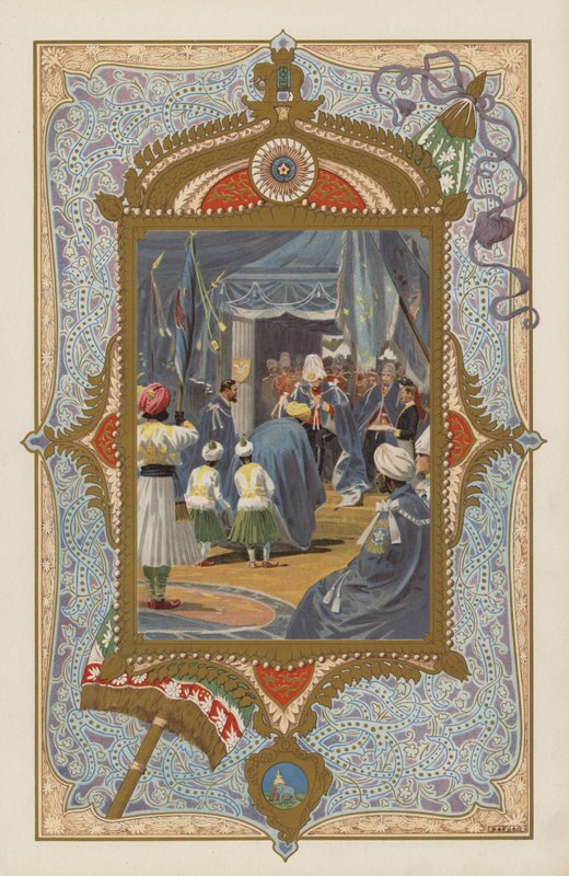 Budoucí král Edward VII investuje prince s indickou hvězdou v Kalkatě od William Barnes (after) Wollen
