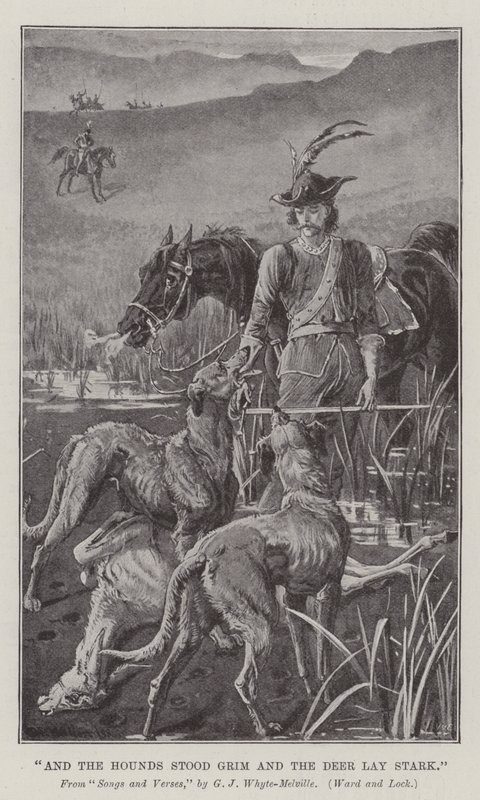 A ohaři stáli zachmuřeně a jelen ležel ostře od William Barnes Wollen