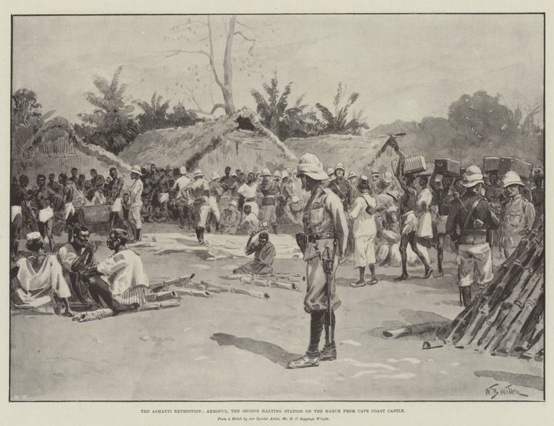 Expedice Ashanti, Akroful, druhá zastávka na pochodu z hradu Cape Coast od William Barnes Wollen