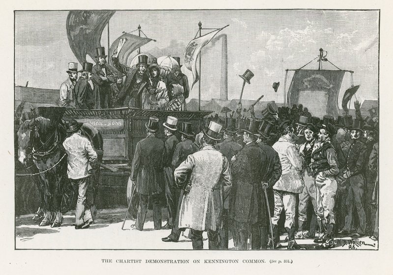 Chartistická demonstrace na Kennington Common v Londýně od William Barnes Wollen