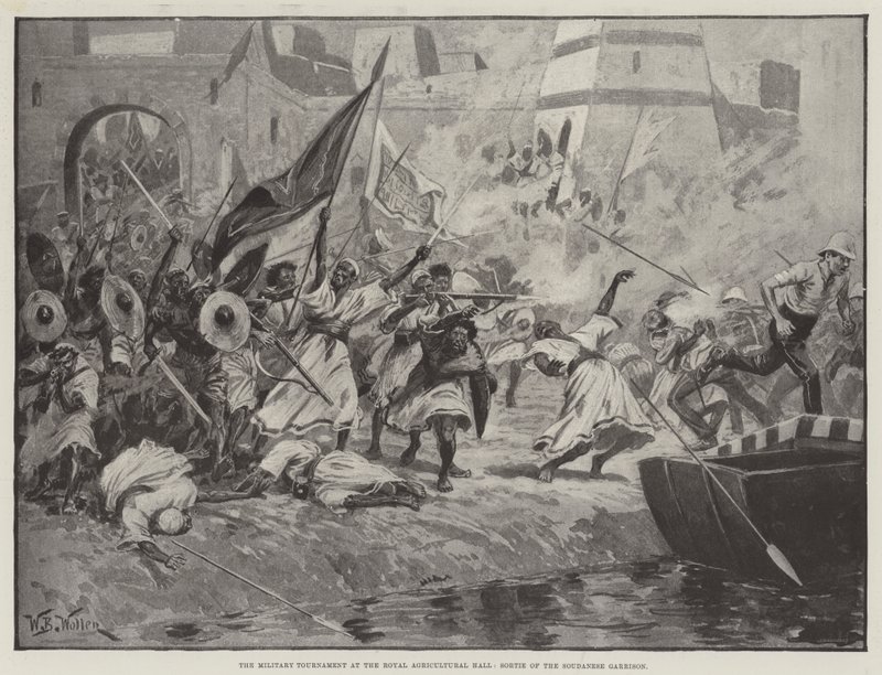 Vojenský turnaj v Royal Agricultural Hall, Sortie of the Soudanese Garrison od William Barnes Wollen
