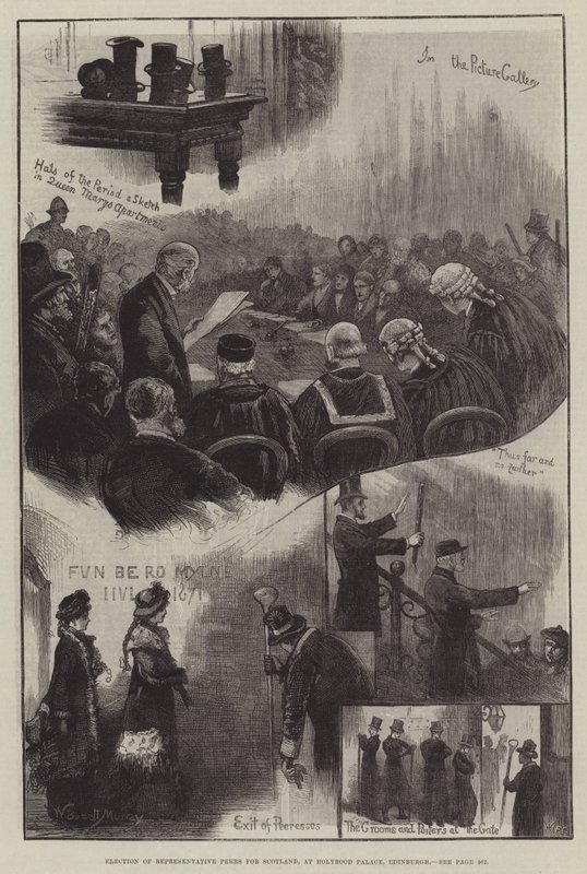 Volba zástupců Peers pro Skotsko, v Holyrood Palace, Edinburgh od William Bazett Murray