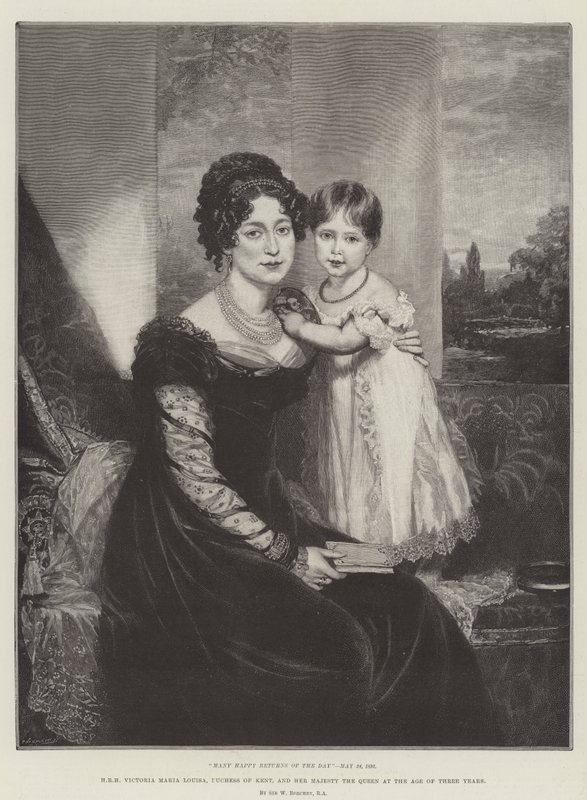 Její Výsost Victoria Maria Louisa, vévodkyně z Kentu, a Její Veličenstvo královna ve věku tří let od William Beechey