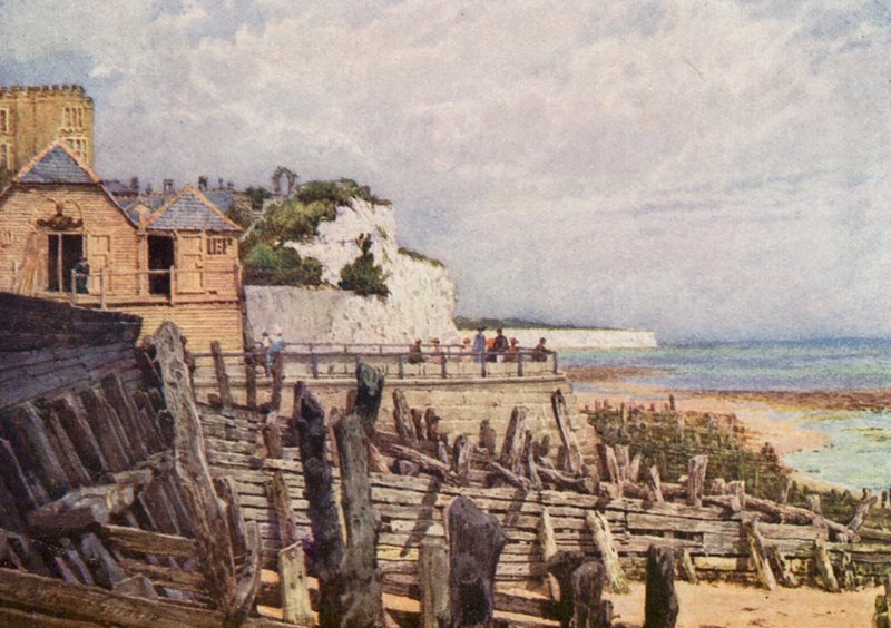 Starý kousek Broadstairs z mola (barevná litografie) od William Biscombe Gardner
