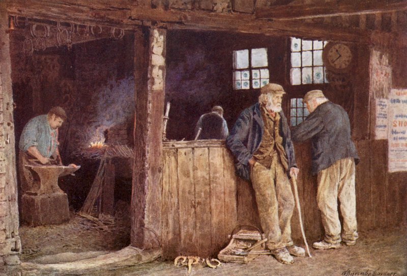 Geerings Forge, Rolvenden (barevná litografie) od William Biscombe Gardner