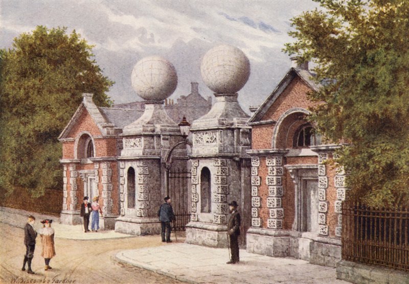 Hlavní vchod, Royal Naval College, Greenwich (barevná litografie) od William Biscombe Gardner