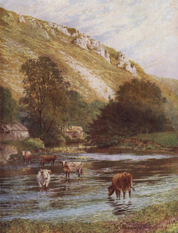 Na Wye, Upper Dale Farm, Monsal Dale (barevné lito) od William Biscombe Gardner