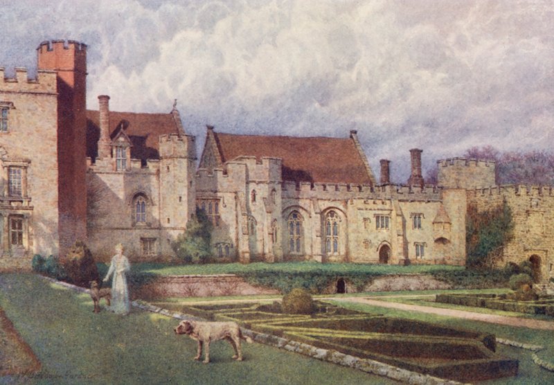 Penshurst Place z terasy (barevná litografie) od William Biscombe Gardner