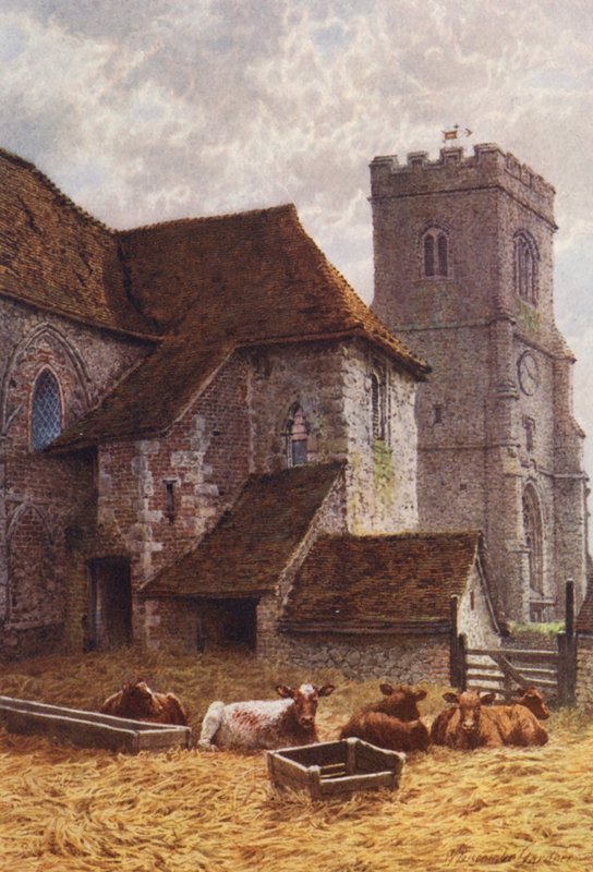 Zbytky arcibiskupského paláce, Charing (barevná litografie) od William Biscombe Gardner