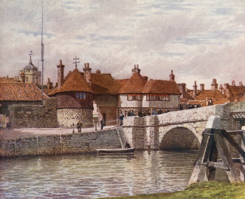 Barbican, Sandwich (barevná litografie) od William Biscombe Gardner