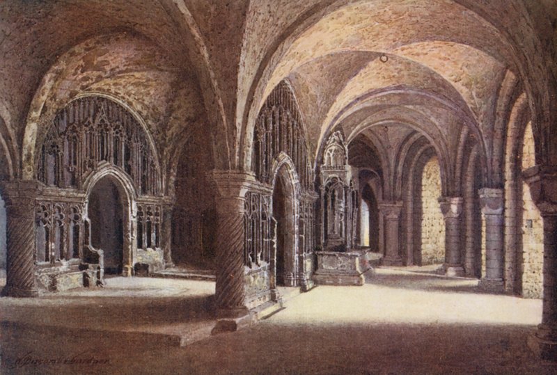 Kaple Panny Marie v podvěží canterburské katedrály (barevná litografie) od William Biscombe Gardner