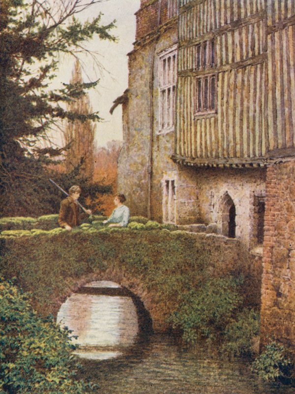 Východní strana Ightham Mote (barevná litografie) od William Biscombe Gardner