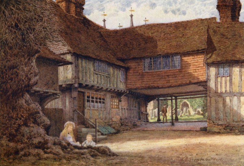 The Lych Gate, Penshurst (barevná litografie) od William Biscombe Gardner