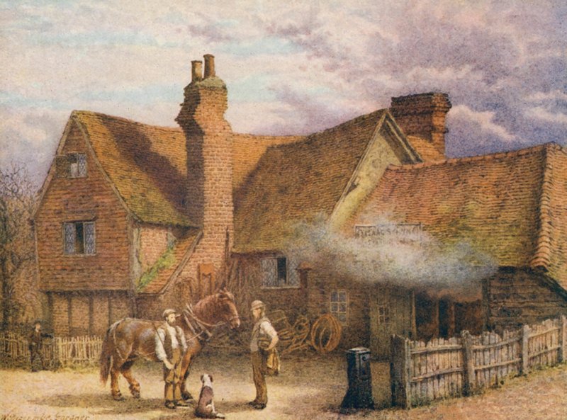 The Old Smithy, Shoreham (barevná litografie) od William Biscombe Gardner