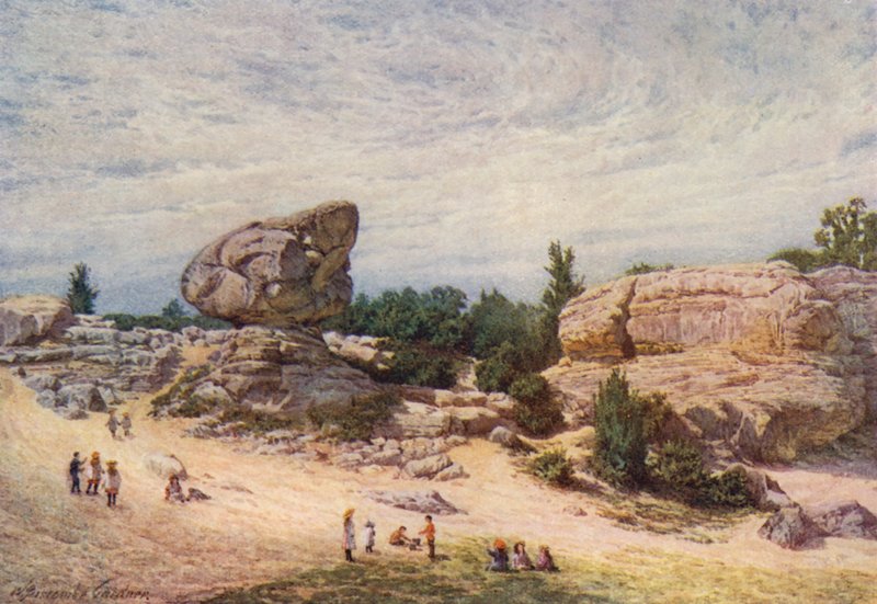 The Toad Rock, Rusthall Common, Tunbridge Wells (barevná litografie) od William Biscombe Gardner