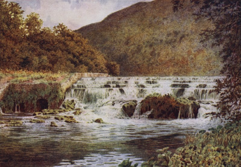 Vodopád, Monsal Dale (barevné lito) od William Biscombe Gardner
