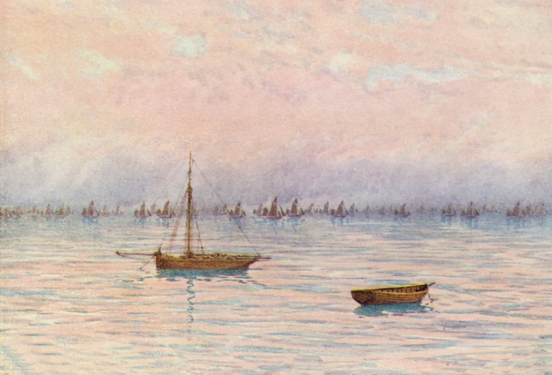 Whitstableská ústřicová flotila bagruje u Herne Bay (barevná fotografie) od William Biscombe Gardner
