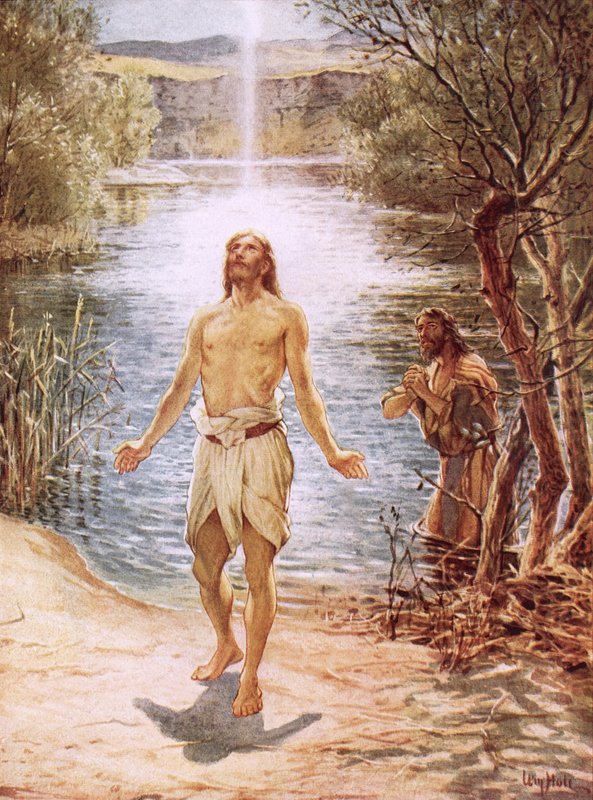 Kristus pokřtěný Janem Křtitelem od William Brassey Hole
