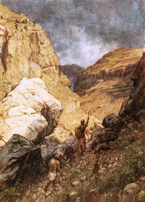 Jonatan vzdorující předsádkám Pelištejců od William Brassey Hole