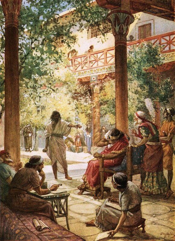 Prorok Nátan odsuzuje Davidův hřích od William Brassey Hole
