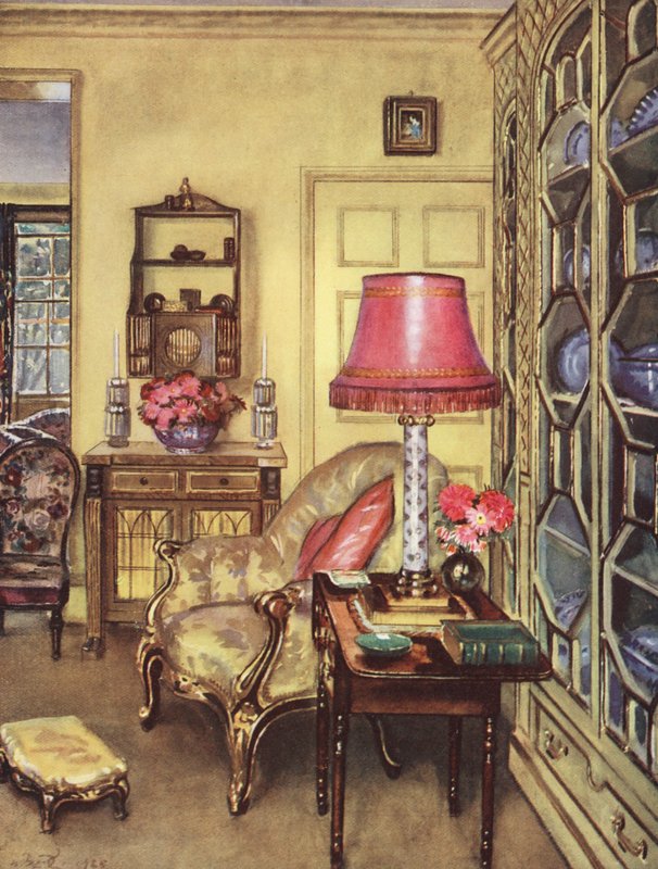 Výzdoba interiéru: Malý žlutý salon (barevná litografie) od William Bruce Ellis Ranken