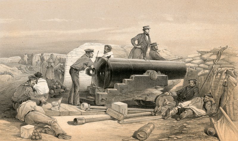 Tichý den v diamantové baterii, Portrét Lancaster 68 Pounder, 15. prosince 1854 od William Crimea Simpson