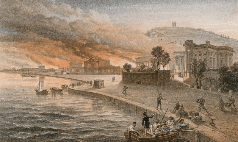 Spálení vládních budov v Kertch, 9. června 1855 od William Crimea Simpson