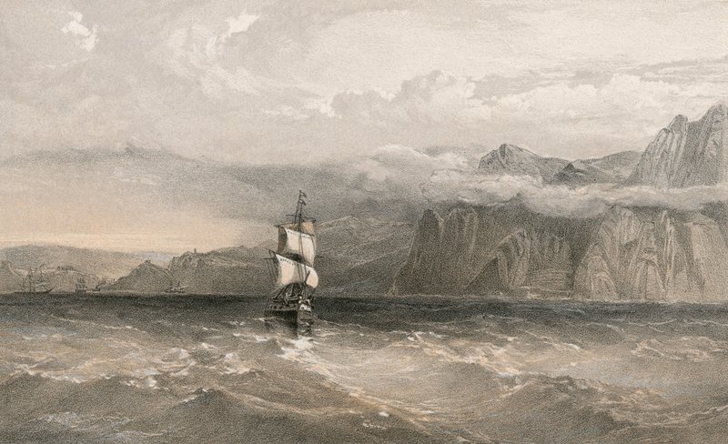 Cape Aiya, při pohledu na sever směrem k Balaklavě od William Crimea Simpson
