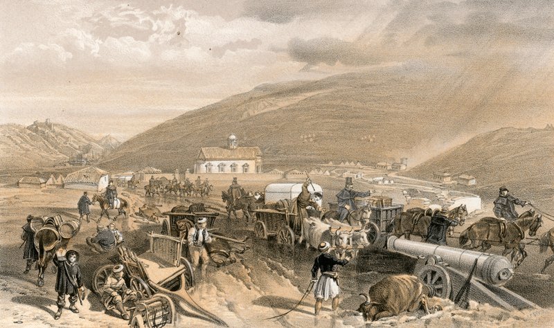 Obtíže komisariátu, cesta z Balaklavy do Sebastopolu, v Kadikoi, za vlhkého počasí od William Crimea Simpson
