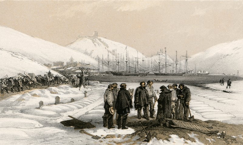 Hroby v čele přístavu v Balaklavě od William Crimea Simpson