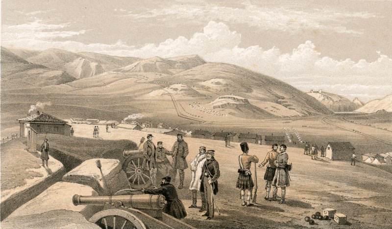 Brigádní tábor Highland při pohledu na jih od William Crimea Simpson